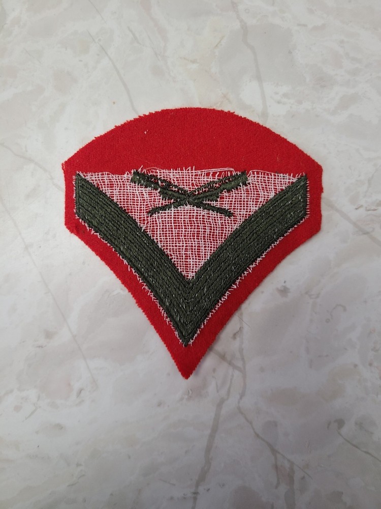 United States Marines Lance Corporal E-3 Chevron Single Patch Green on Red