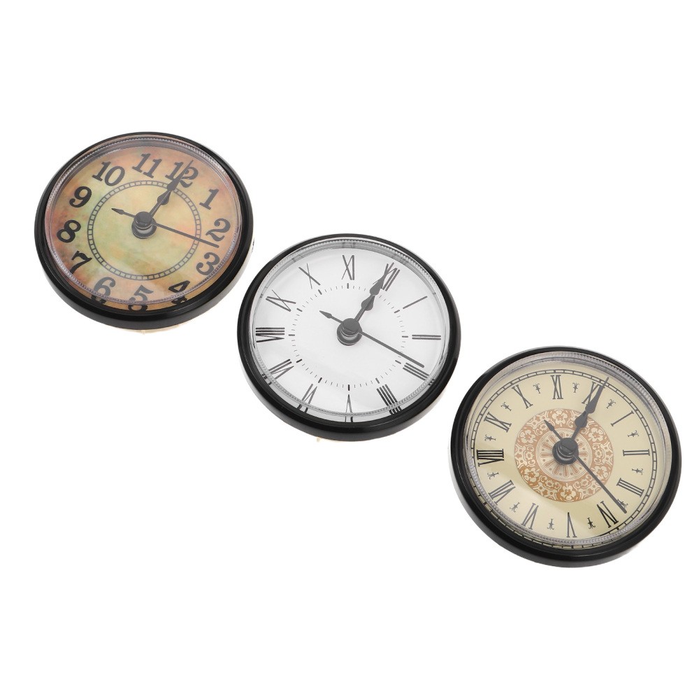 3 Pcs Embedded Quartz Clock Inserts Round Movement Mechanism Kit