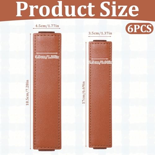 6 Pcs Adjustable Elastic Pen Holder for Notebook Pen Sleeve Pouch PU Leather