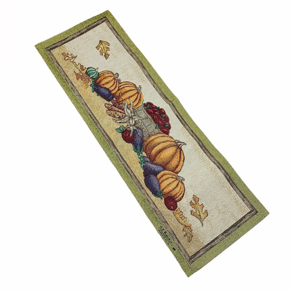 October Weekend Pumpkin Harvest Autumn Fall Leaves 36" Tapestry Table Runner