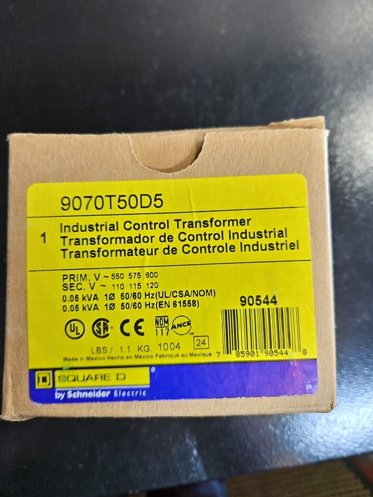 9070T50D5  SQUARE D TRANSFOR. 50VA 600-120V (NEW)