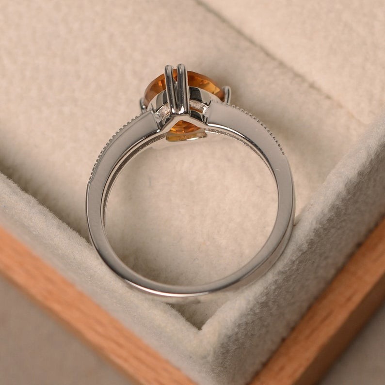 2.15 Ct Natural Citrine Diamond Engagement Proposal Ring 14K Solid White Gold