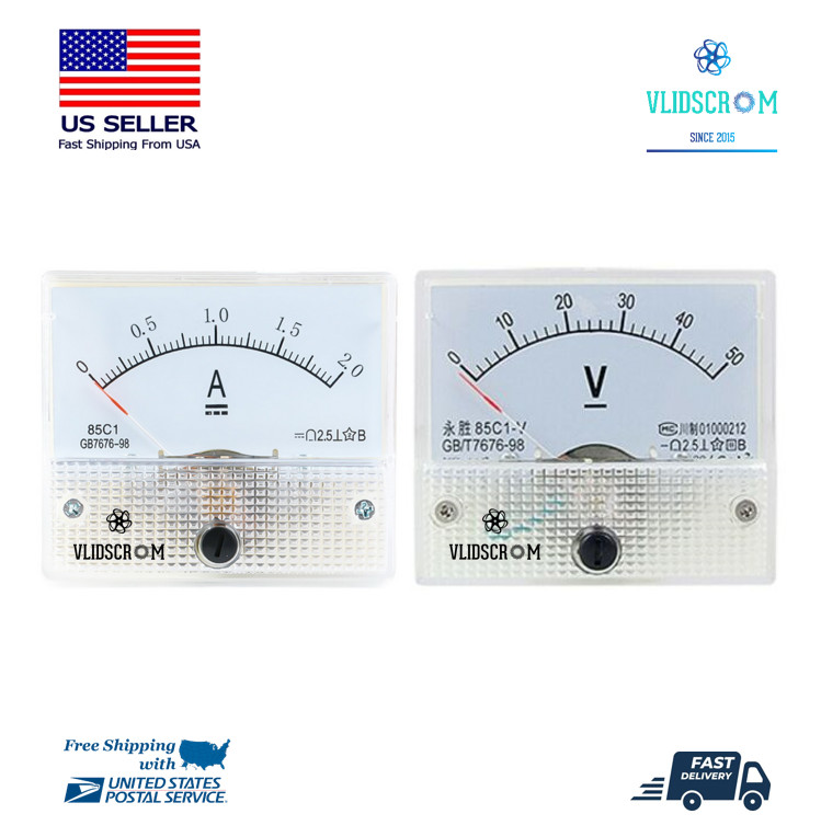 Analog DC Panel AMP VOLT Current Ammeter Voltmeter Voltage Gauge 10A 30A 50V