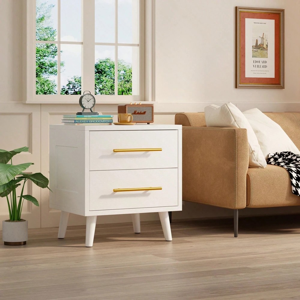 Modern Nightstand 2 Drawers Side Table