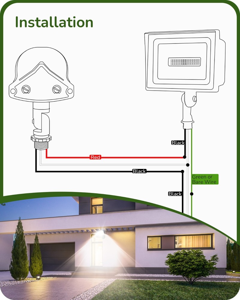 EDISHINE Motion Sensor, Automatic Dusk to Dawn, 240 Degree Replacement White