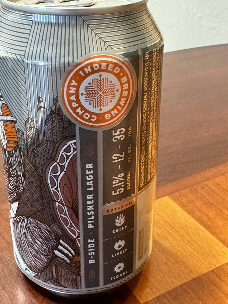 Indeed B-Side Pils - Empty Beer Can Bottom Opened - Indeed Brewing Minneapolis