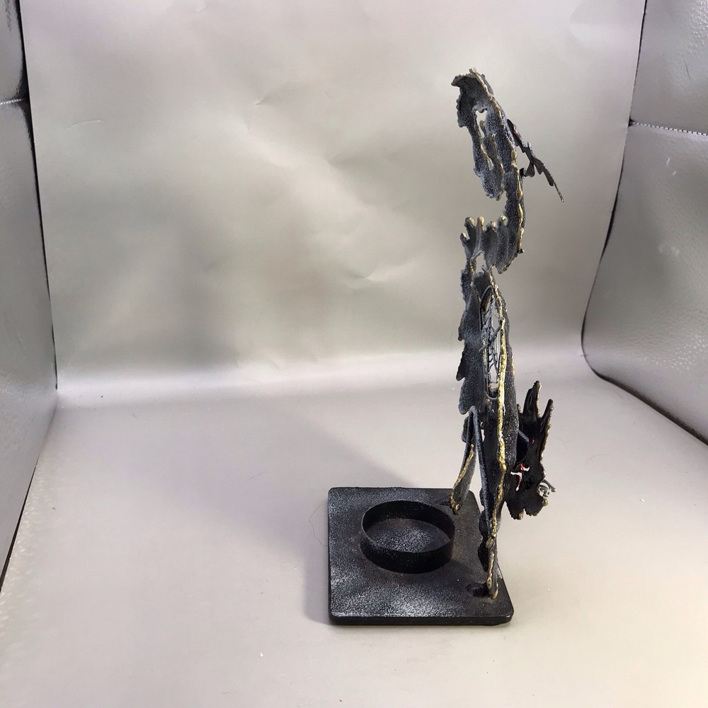 Metal Halloween Cat Votive Holder With Spiderweb
