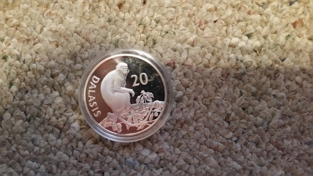 1987 GAMBIA, 20 Dalasis, silver .925