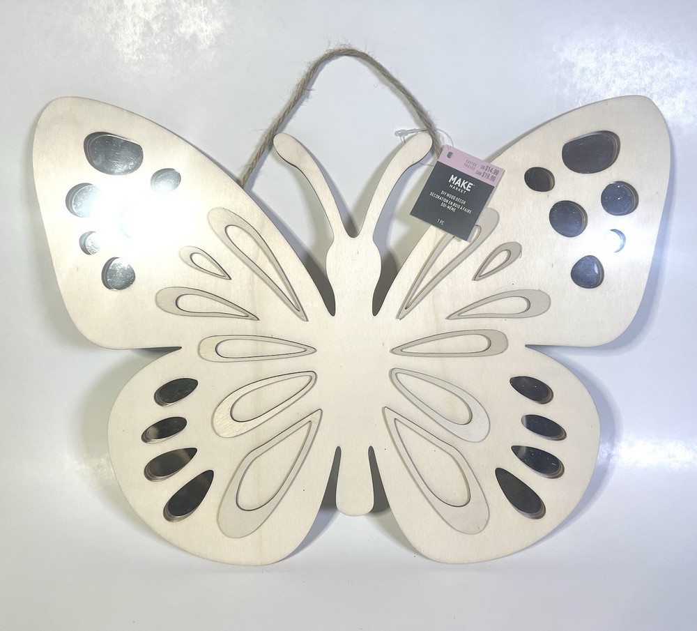 DIY Paintable Wood Butterfly Wall Hanging Craft Mirror Decor Spring Easter NWT