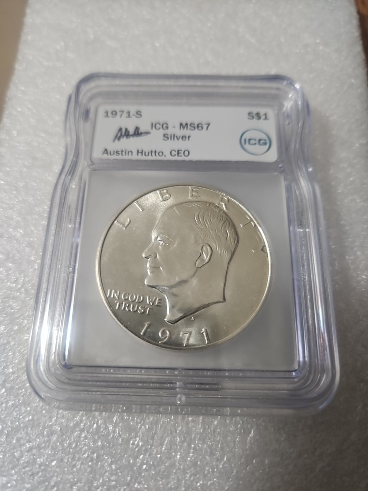 1971 S $1 Silver ICG MS67 Eisenhower "Ike" Dollar 40%