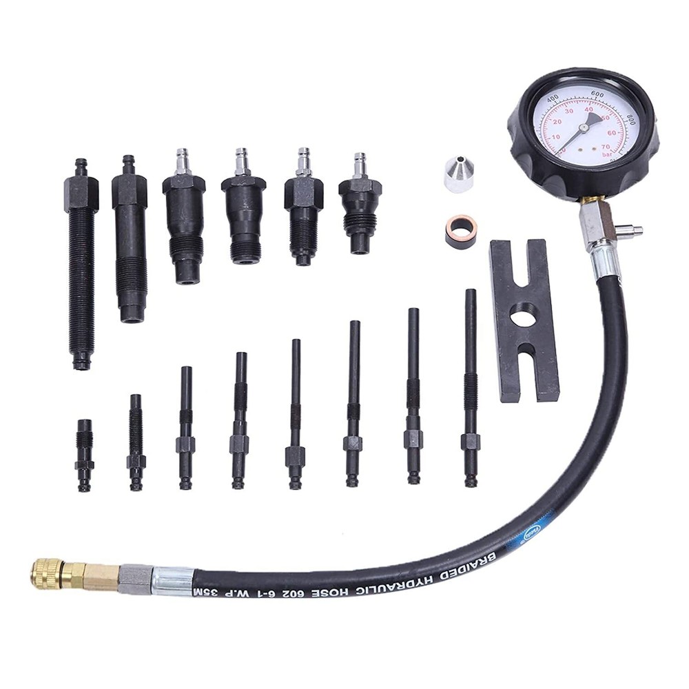 16Pcs Diesel Engine Cylinder Compression Gauge Tester Pressure Test Tool Kit