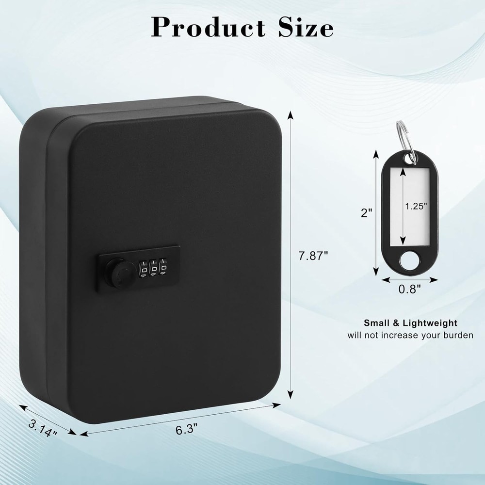 20 Key Storage Lock Box, Wall Mount Key Cabinet with Combination Lock