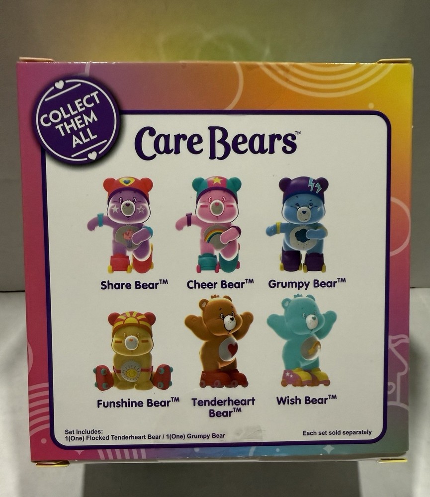 Care Bears Flocked ~ Grumpy Bear & Tenderheart Bear Roller Skating ~ New