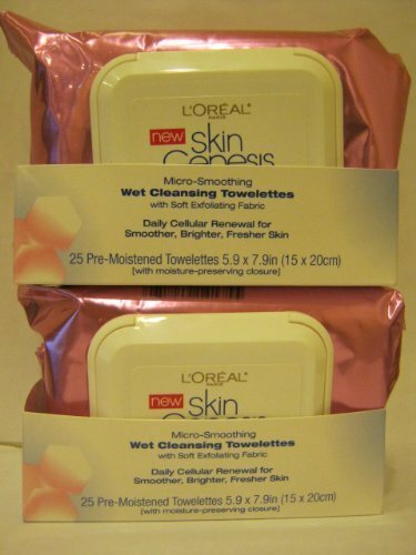 2pc Loreal Skin Genesis Micro-Smooth Wet Cleansing Towelette 25's