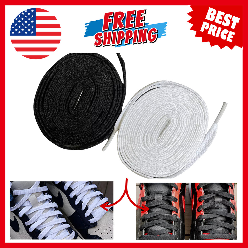 Air Jordan 4 Replacement Flat Shoe Laces | Flat Black or White