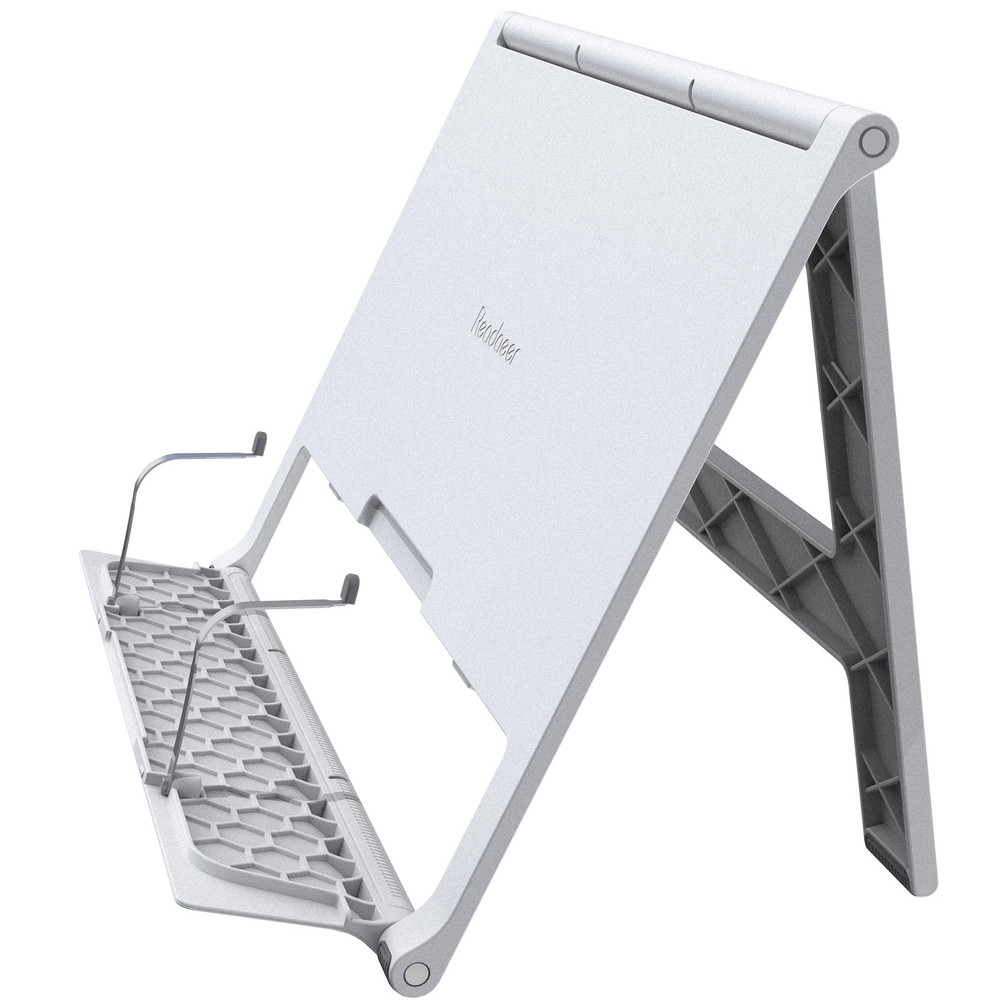 White Readaeer Portable Book Stand Free Angle Adjustable Collapsible Rest
