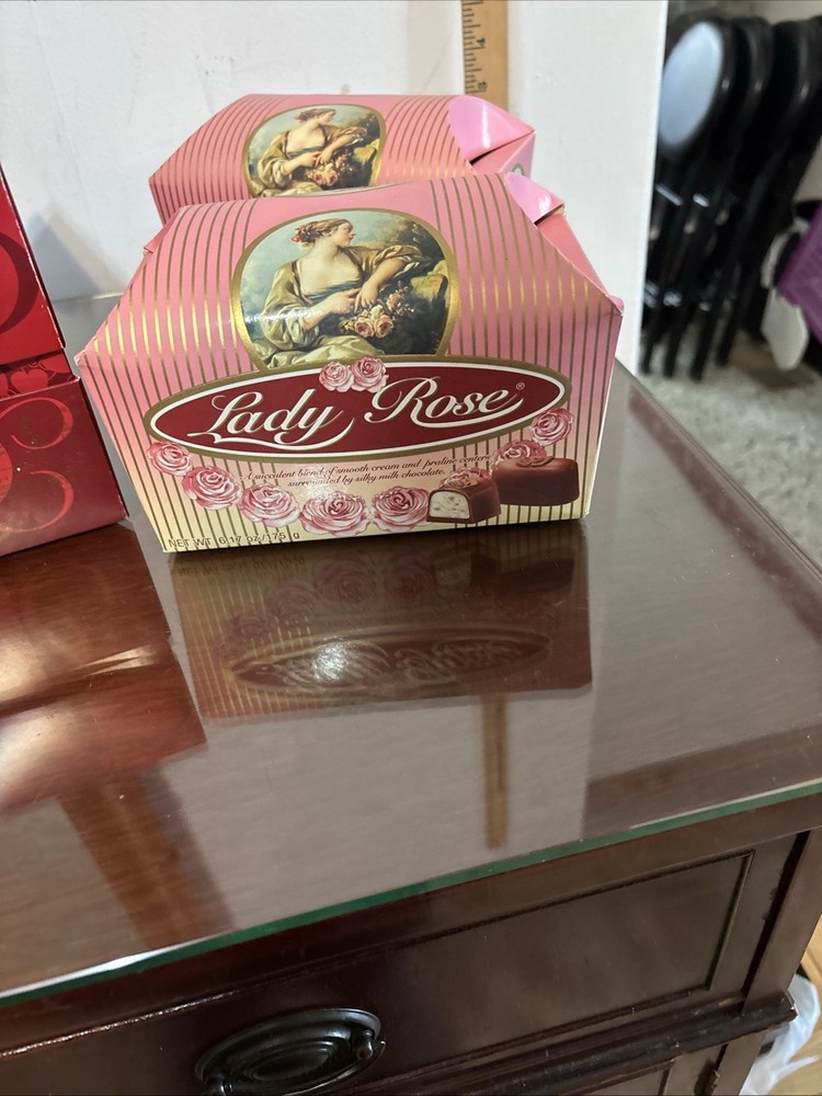 Vintage Candy Boxes 2 Lady Rose and 4 Chocolate Cherish Boxes Empty