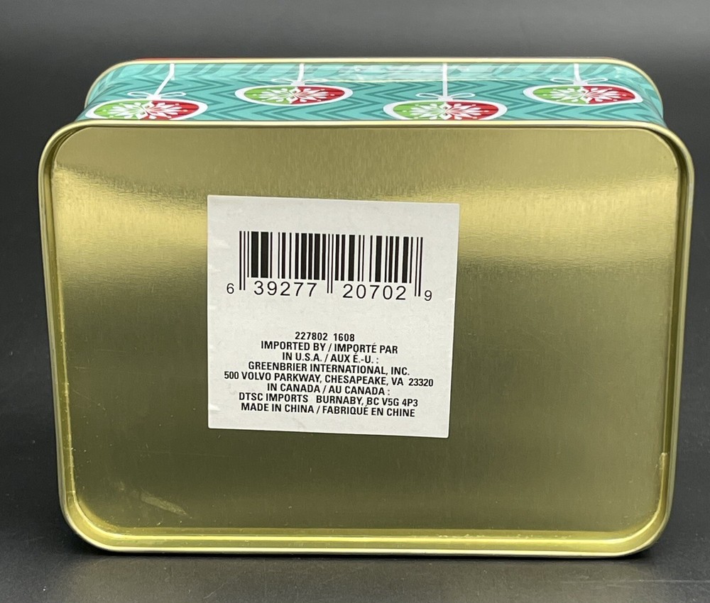 NOEL Rectangular Holiday Tin Box Container Can Empty 3" x 5" x 3.5"