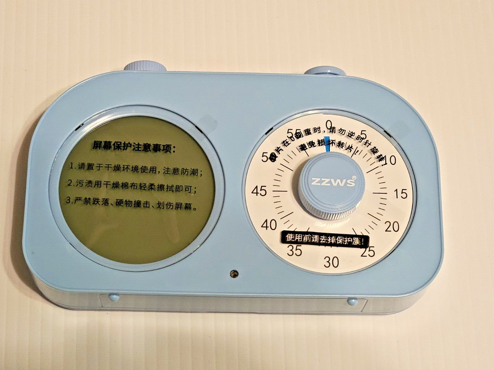 ZZWS Double Screen Visual Timer New in Box Blue Adjustable Brightness No Ticking