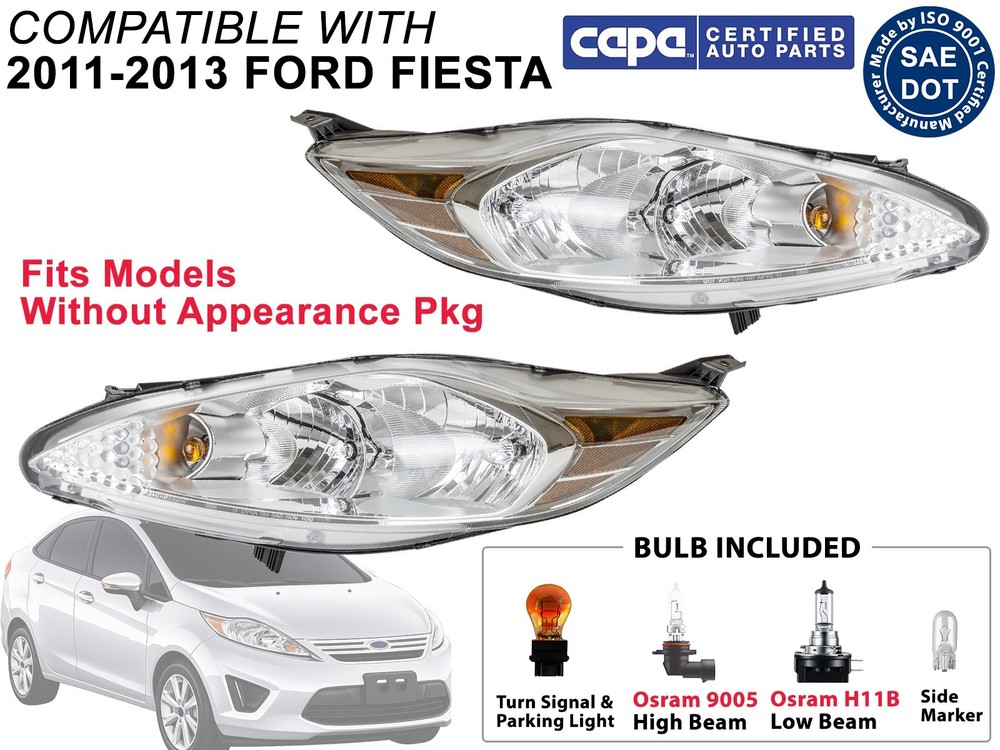 Fits Head Light 2011-2013 Ford Fiesta Without Appearance Pkg Passenger Side CAPA