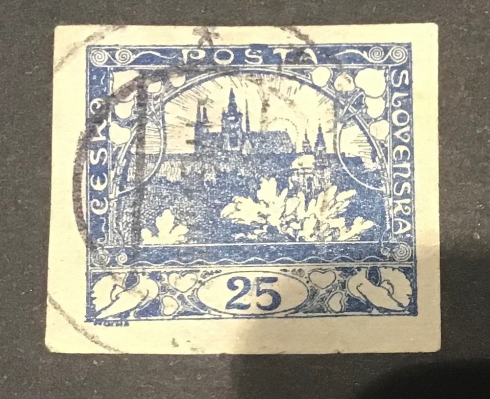 Czechoslovakia Hracany 25 imperf. Blue Gen3