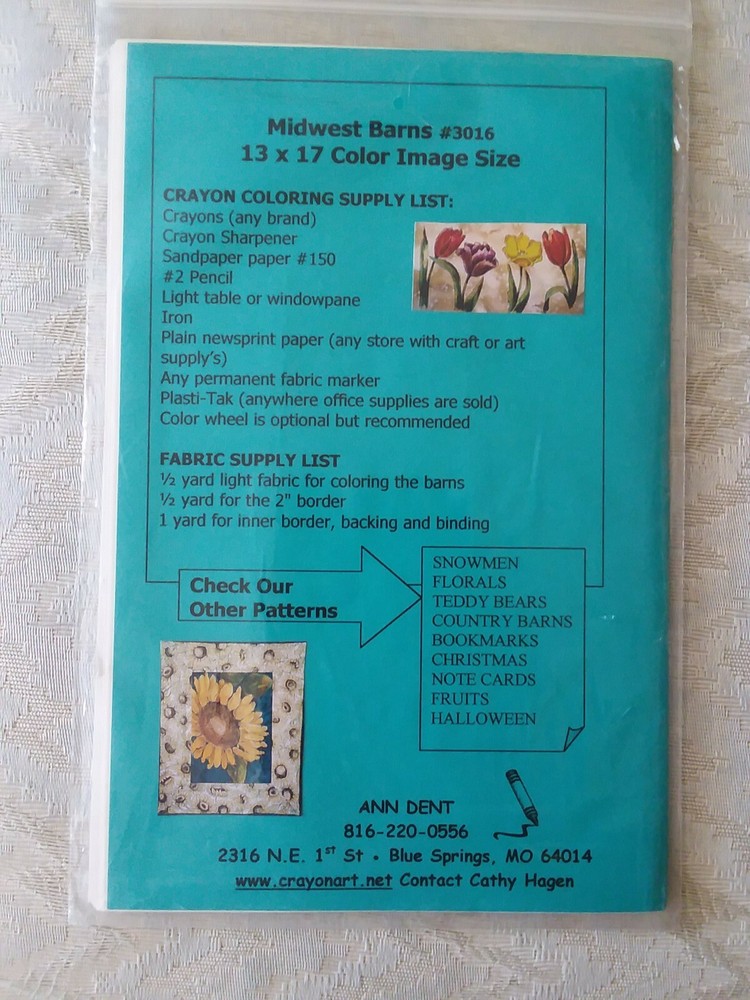 Crayon Art Craft pattern " Midwest Barns" Ann Dent
