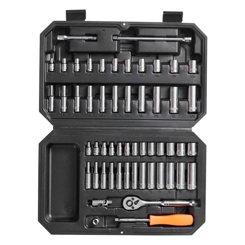 Socket Set w/Storage Case 1/4In Drive Socket&Ratchet Set 6-Point Socket Opening