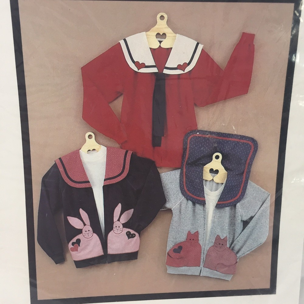 Collar and Applique Pattern Creative Sweat Jackets Bunny Cat Fabricraft