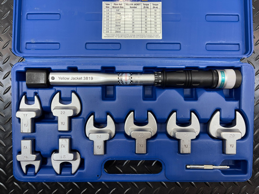 Yellow Jacket Precision Torque Wrench 60652 Universal 8 head kit