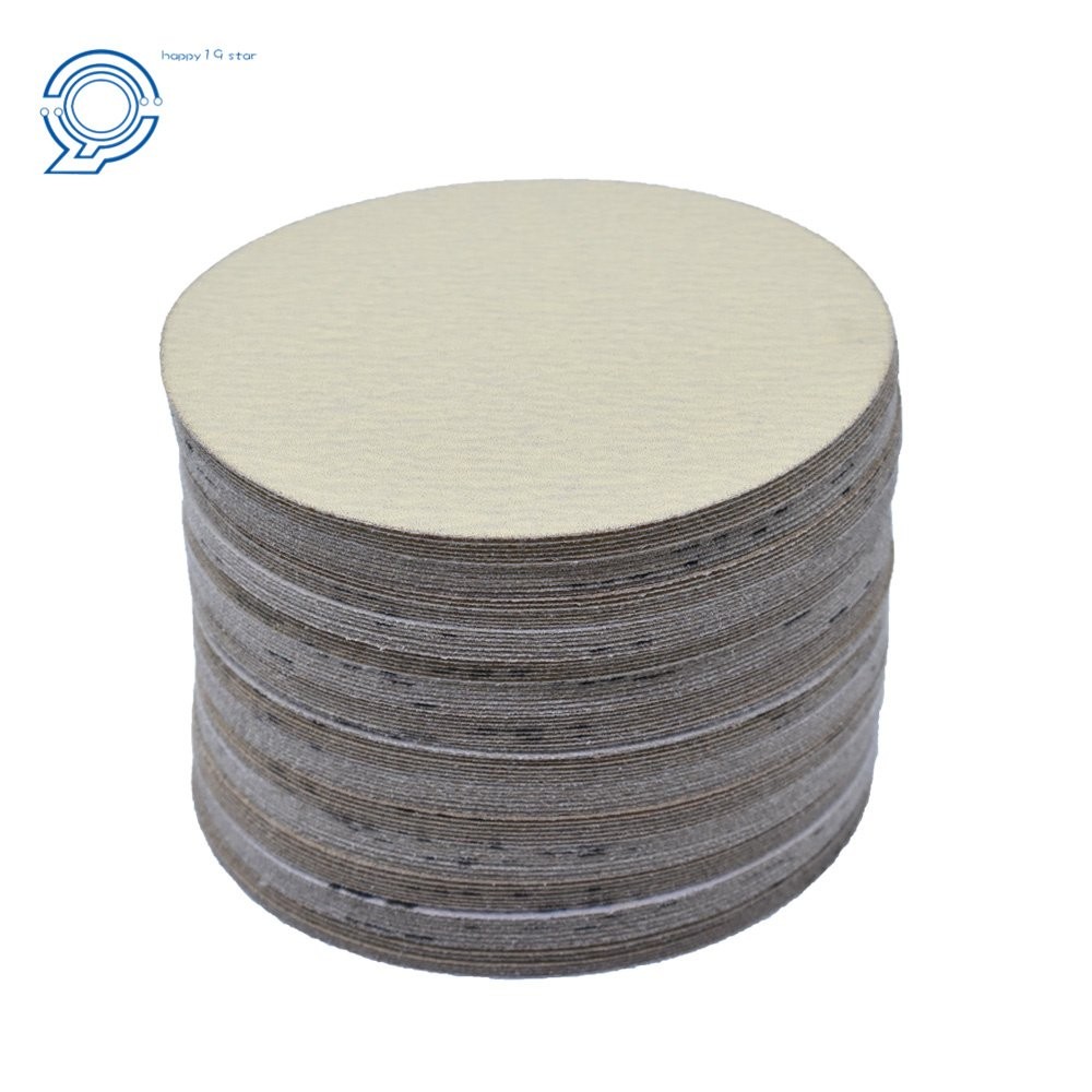 100 Pcs 6" NO-Hole Disc Hook Loop Pads Sanding Discs Flocking 120 Grit
