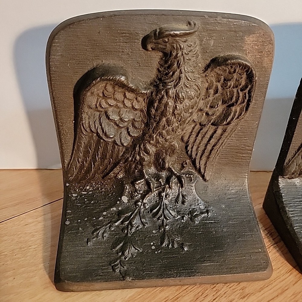 Pair BRADLEY HUBBARD EAGLE B&H Old Cast Iron Bookend Decorative Art