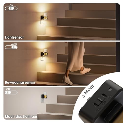 Motion Sensor Night Light, Night Lights Plug into 2 Pack Motion Sensor-3000K