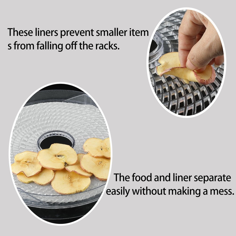 8 Pack Silicone Dehydrator Sheets, 13" Round Tray Large, White