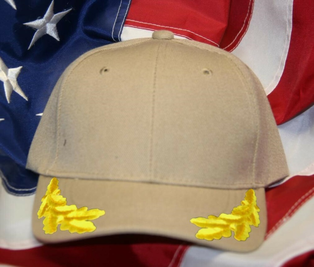 VIP BLANK HATS WITH OAK LEAF TAN COLORS ADJUSTABLE POLYESTER MILITARY
