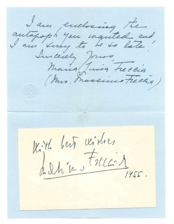 Massimo Freccia D.2004 Conductor Signed 3" x 5" Index Cards