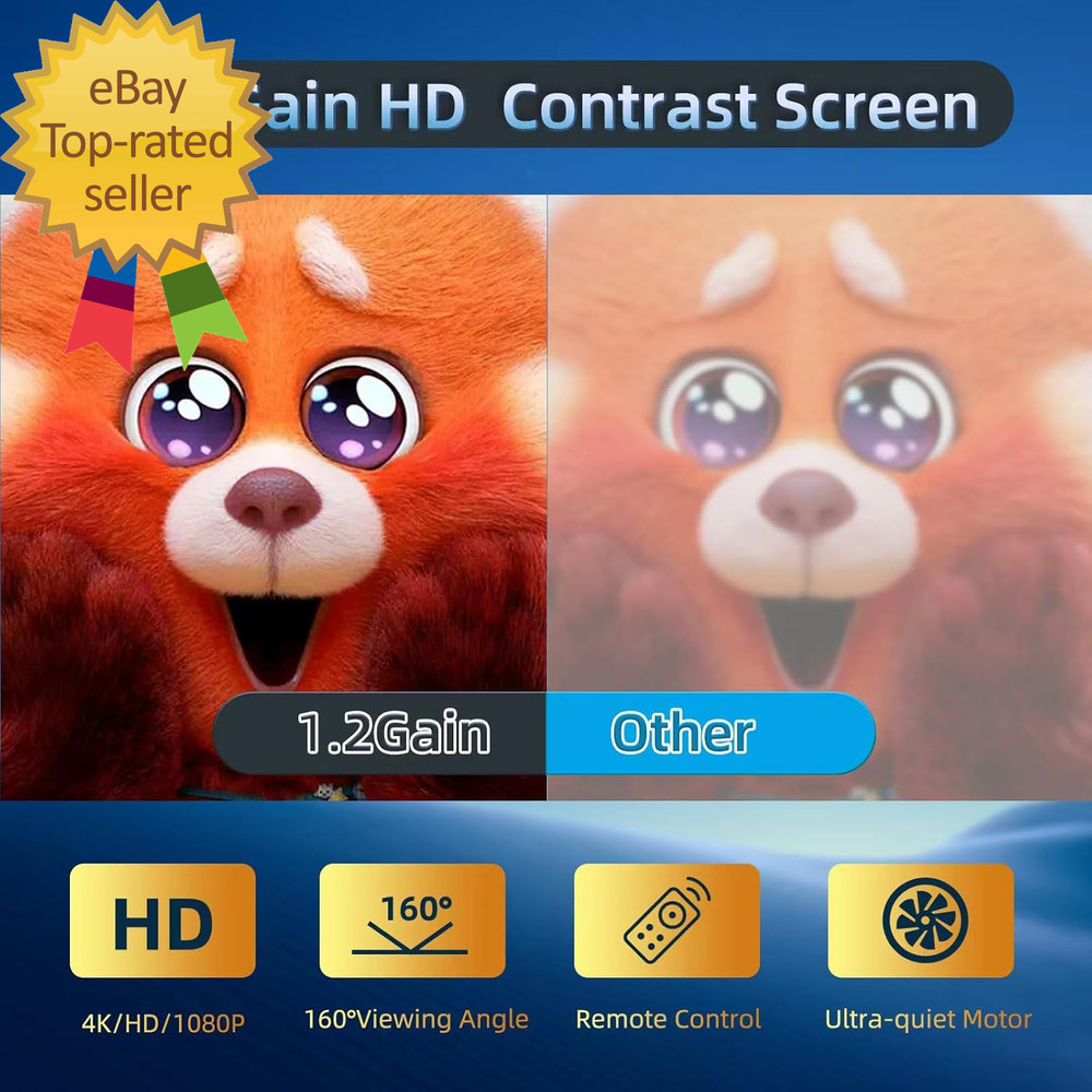Projector Screen Motorized 120 Inch 4:3 HD Electric Projector Screen Pull down w