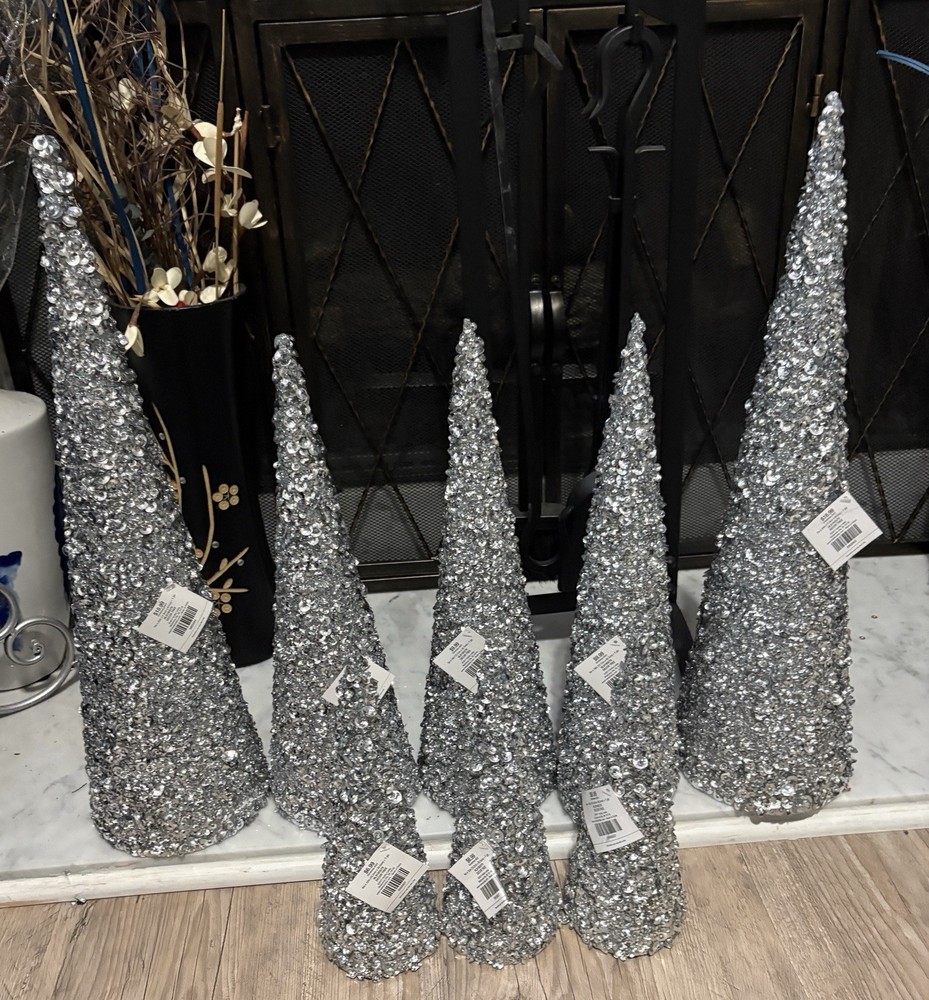Silver Cone Holiday Decor Set (8)