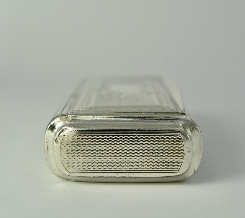 Antique French Silver 800 Snuff Box Rectangular Engraved Hallmarked 19th Century