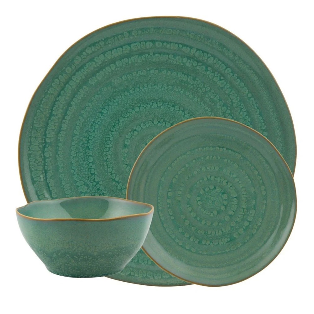 Casa Alegre Gemstone Jade 3 Piece Dinnerware Set