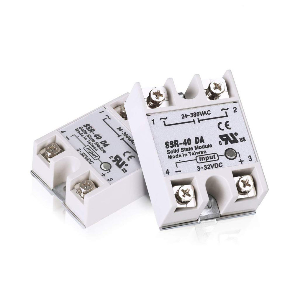 2Pcs SSR-40DA Solid State Relay Single Phase Semi-Conductor Relay Input 3-32V DC