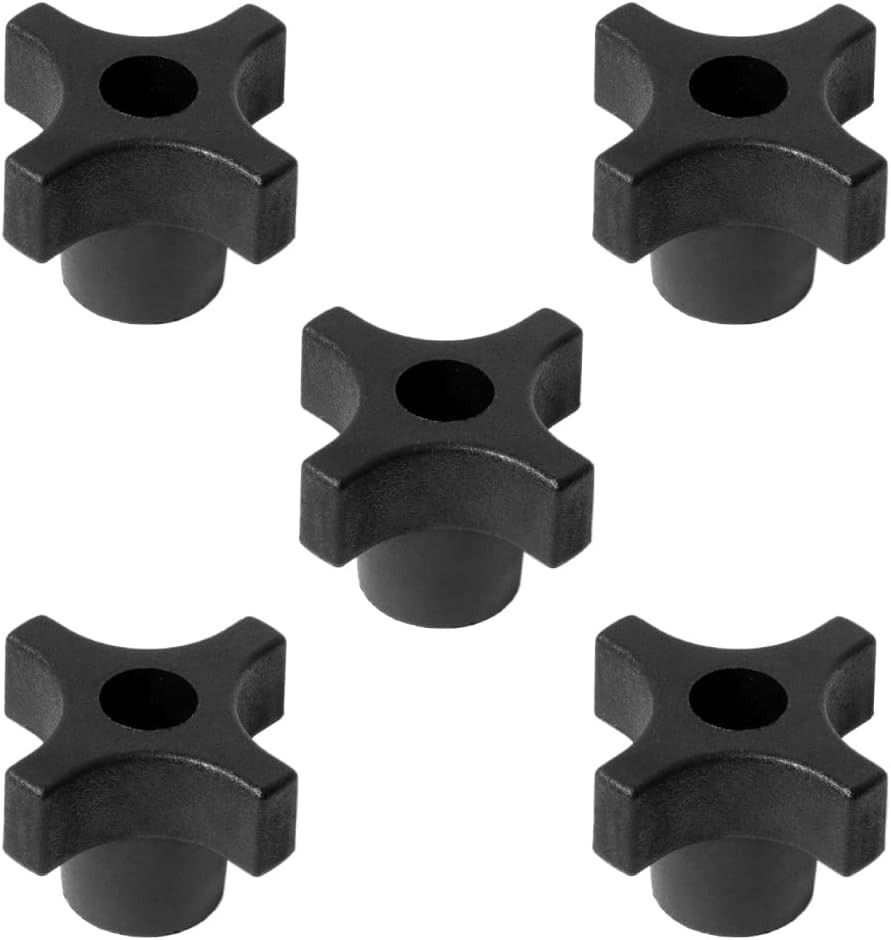 POWERTEC 5 Pack 5/16"-18 4 Point Knobs, Threaded Clamping Knobs