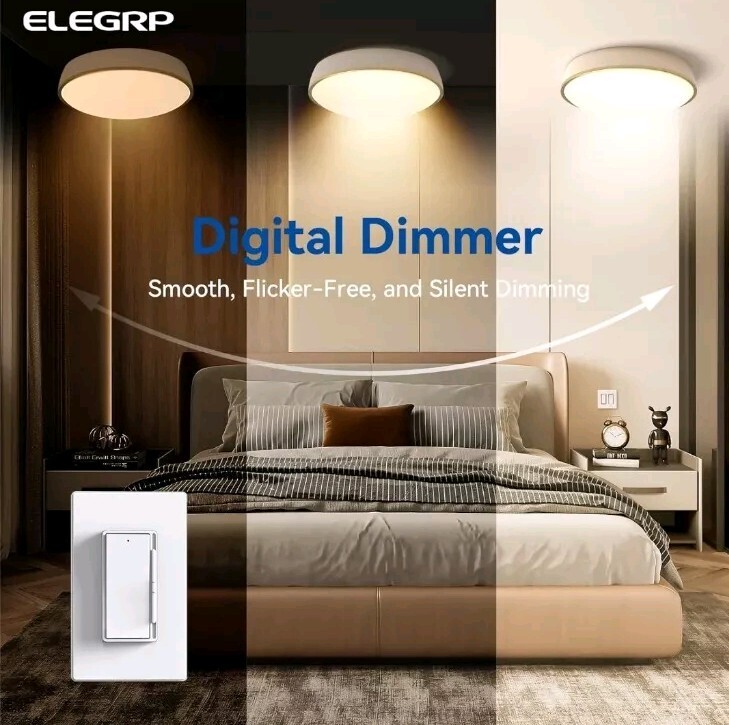 ELEGRP Digital Dimmer Light Switch for 300W Dimmable LED/CFL Lights 6 Pack