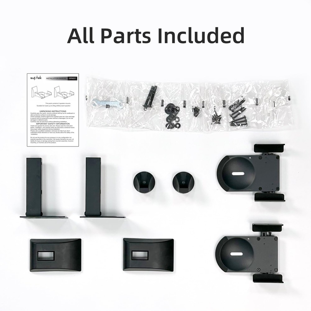 Dual Speaker Wall Mounts with Cable Management - Elegant Design, Easy Install