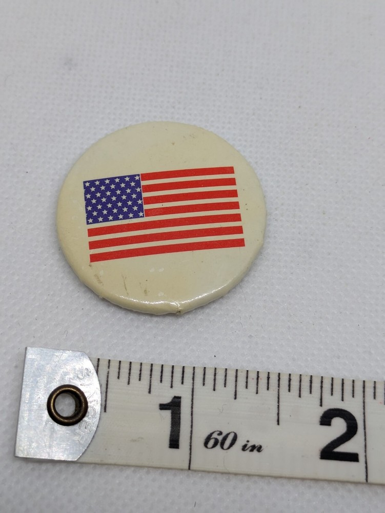 American Flag Button on White Background Pin