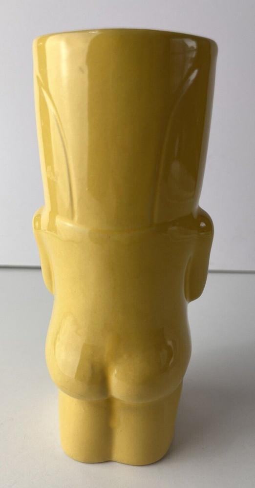 Tiki Tall Yellow Glazed Ceramic Drinking Decorative Mug
