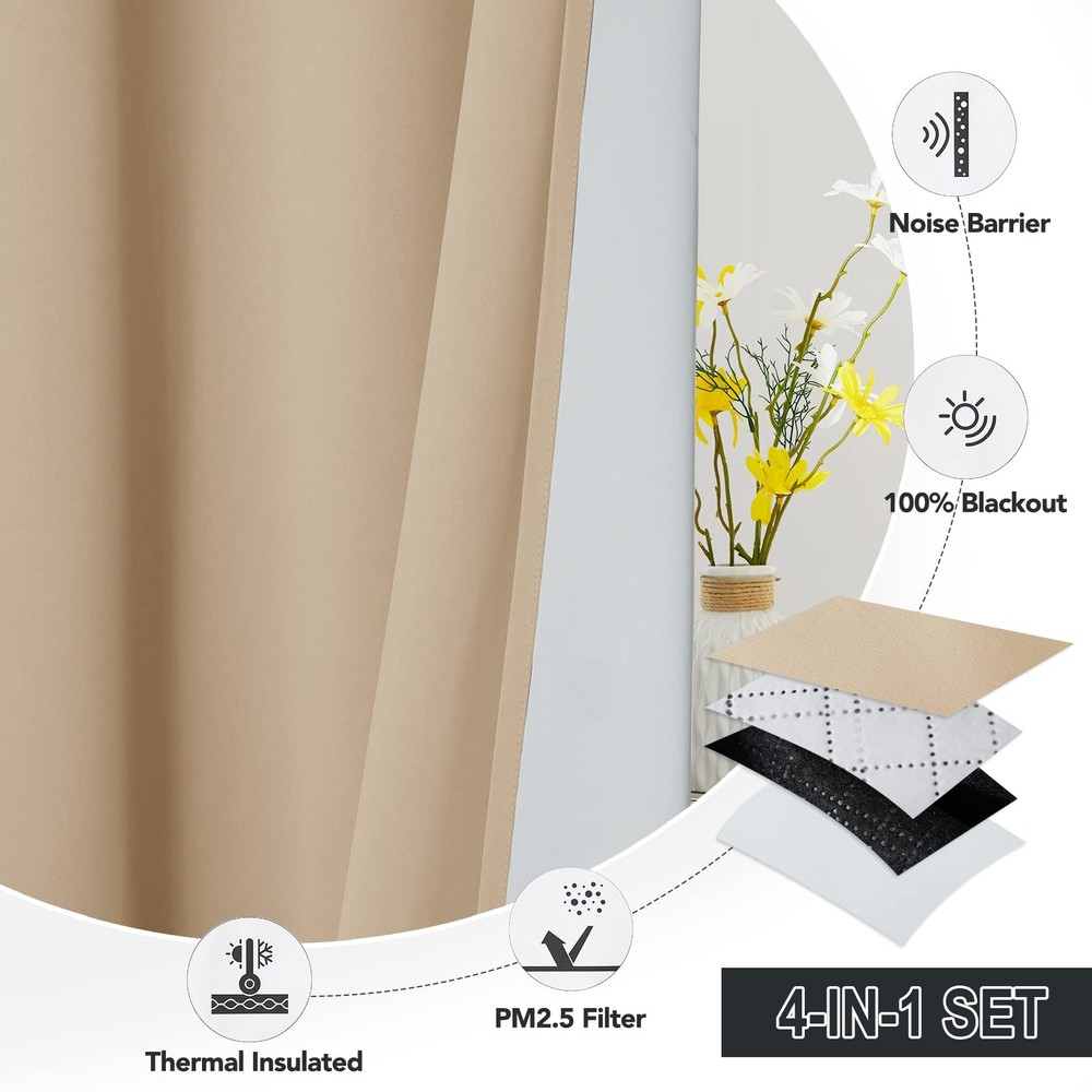 Soundproof & Dust Particle Filtering Curtains Thick Panel Draft Block Window ...