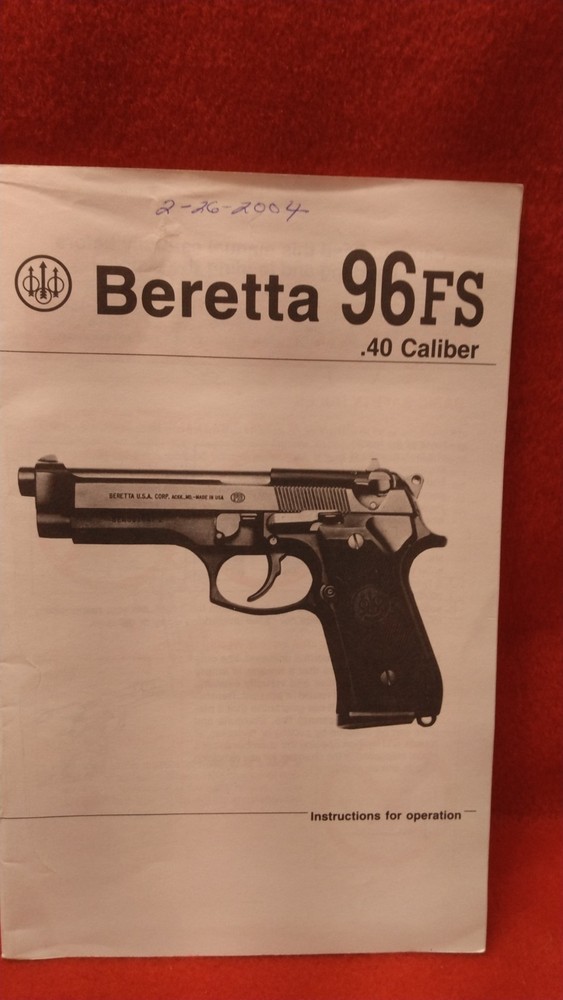 Beretta 96FS .40 caliber Owners Manual