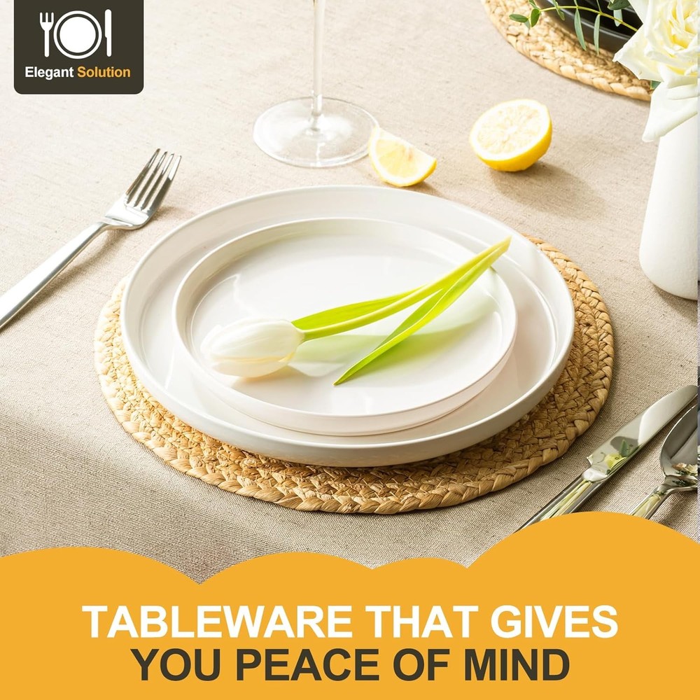 12 Piece Ceramic Dinnerware Set for 4 White Stoneware Plates Bowls
