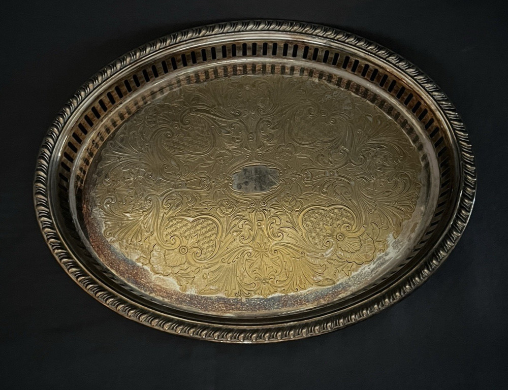 Eales 1779 Silverplate Serving Tray Dish with Floral Pattern