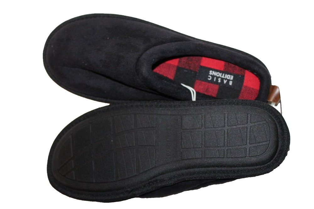 Basic Editions Men's Moe Black Slip-On Slippers S (7/8) Medium Width